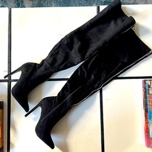 Black High Heeled Boots - Size 7